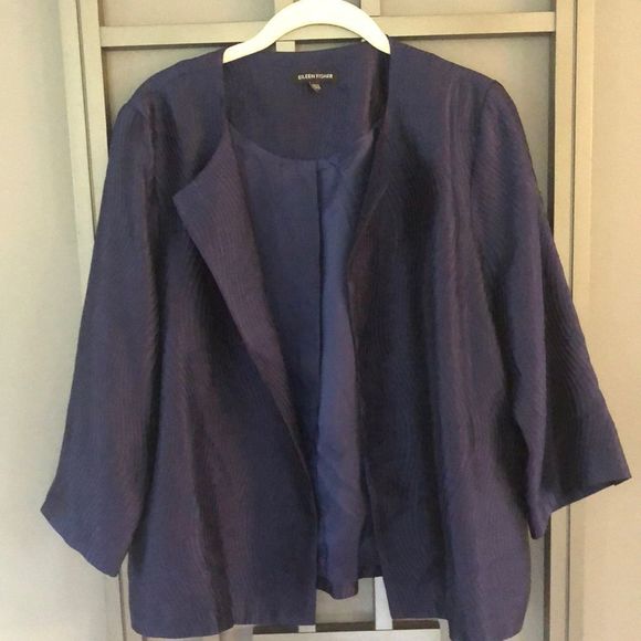 Eileen Fisher Silk Kimono Navy Jacket - Picture 1 of 12